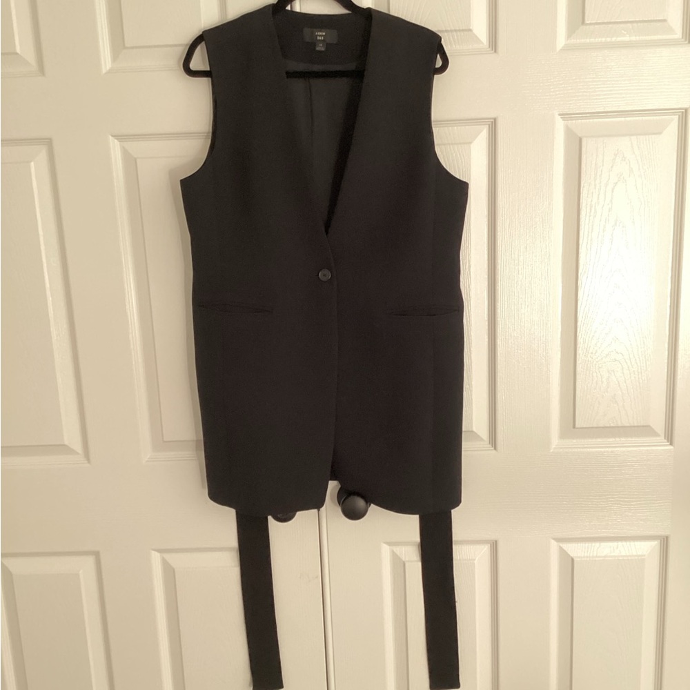 Black Sleeveless Vest with Belt, J Crew, Size 14